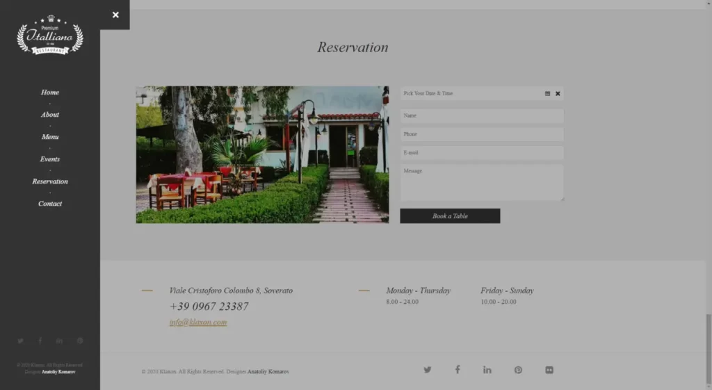 Restaurant Website
Klaxon Pizzeria-Ristorante
Restaurant Web Design
Online Menu
Reservation System